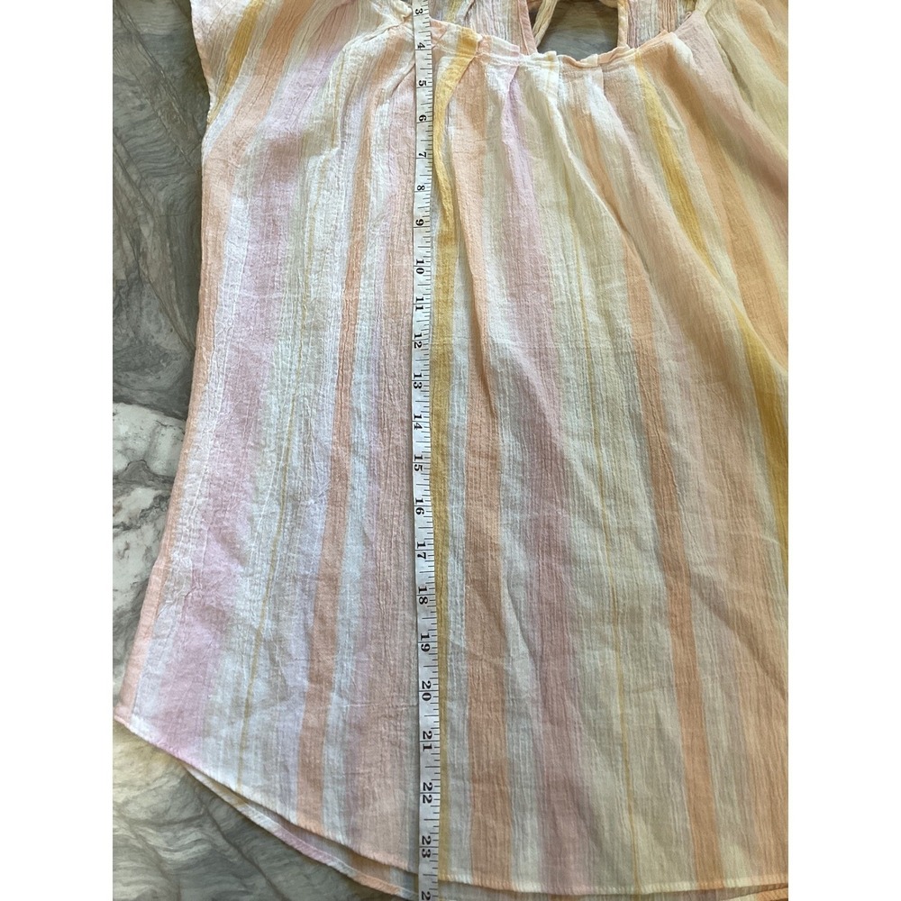 Lauren Conrad Womens Pink Peach Striped Cotton Gauze Tie Blouse Size M - Picture 10 of 10